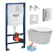 GROHE - Grohe Pack WC bâti support Solido 113cm + Cuvette SAT rimless fixations invisibles + Abattant softclose + Plaque chrome - vignette
