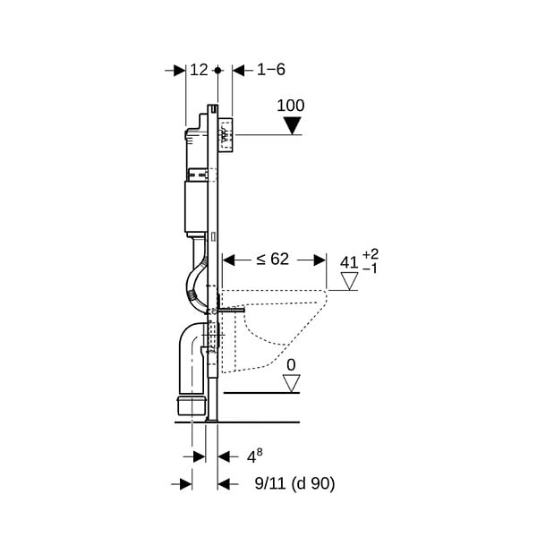 GEBERIT - Geberit Bâti-support DUOFIXBasic pour toilettes suspendues, avec Plaque de déclenchement Delta chrome (458.141.21.1) - large