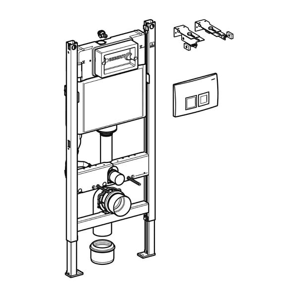 GEBERIT - Geberit Bâti-support DUOFIXBasic pour toilettes suspendues, avec Plaque de déclenchement Delta chrome (458.141.21.1) - large