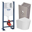 GROHE - Pack WC bâti-support autoportant Rapid SL + WC sans bride + abattant SoftClose + habillage + plaque chrome (PROCETOR1SB) - vignette