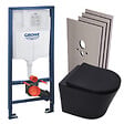 GROHE - Pack WC Bâti-support Rapid SL + Cuvette SAT Infinitio noire mat + Abattant frein de chute + Plaque Chrome + Set habillage - vignette