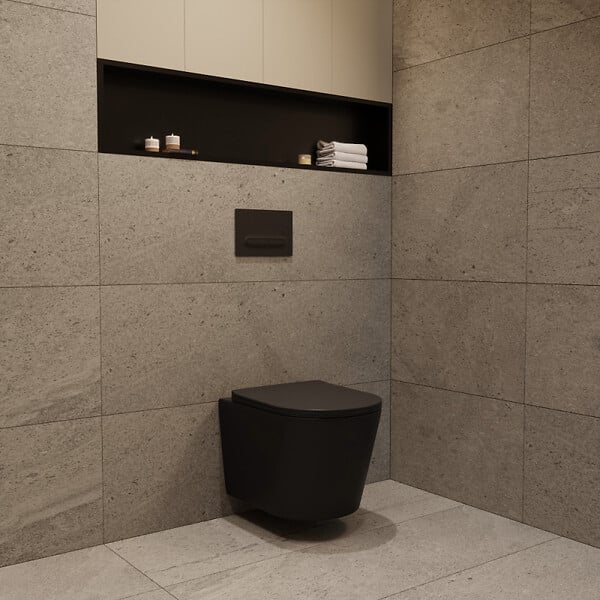 VILLEROY & BOCH - Pack WC bâti-support sol-mur Villeroy & Boch + WC suspendu sans bride Ceramia + abattant SoftClose + plaque noire (VCNBLCETOR4) - large