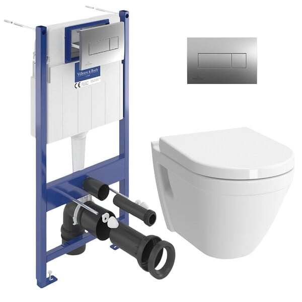 VILLEROY & BOCH - ViConnect Pro S Pack WC bâti Villeroy & Boch + WC suspendu Vitra + abattant SoftClose + plaque (VICONNECTS50-2CH) - large