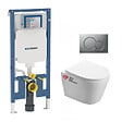 GEBERIT - Pack WC Bati-support Geberit extra-plat + Cuvette SAT Infinitio sans bride fixations invisibles + Plaque chrome mat - vignette