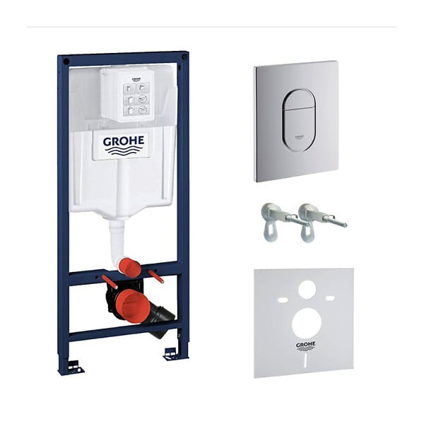 GROHE - Grohe Pack WC Bâti-support Rapid SL + WC suspendu Cersanit S-line Pro + Abattant + Plaque chrome (ARENASLPRO) - large