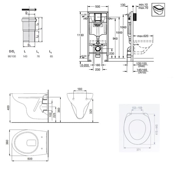 GROHE - Grohe Pack WC Bâti-support Rapid SL + WC suspendu Cersanit S-line Pro + Abattant + Plaque chrome (ARENASLPRO) - large