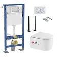 GEBERIT - Bâti-support Geberit + WC sans bride Swiss Aqua Technologies + Abattant SoftClose + pieds autoportants + Plaque (DelanoTQGebX) - vignette