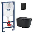 GROHE - Pack WC Bâti-support Rapid SL + WC SAT sans bride noir mat + Abattant softclose + Plaque noire mat (RapidSL-BlackSATrimless-KF0) - vignette