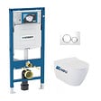 GEBERIT - Pack Bati-support Geberit UP320 + WC sans bride Livea Bello + Abattant softclose + Plaque blanc chrome (GebBello-C) - vignette