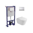 SWISS AQUA TECHNOLOGIES - Pack WC Bâti-support autoportant, WC sans bride Lucco Avva, Abattant softclose, Plaque Chrome - vignette