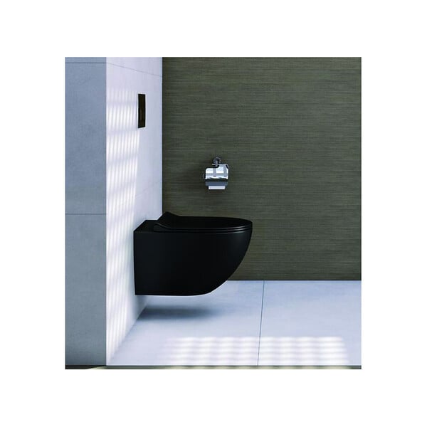 VITRA - Vitra  SENTO Noir mat Cuvette RIM-EX (sans bride) et abattant ultra-fin avec frein de chute (7748B083-0075 + 120-083R009-BP) - large