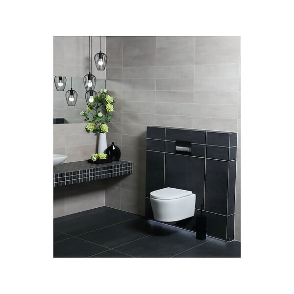GEBERIT - Pack WC bati-support Geberit + WC Swiss Aqua Technologies sans bride + abattant SoftClose + plaque (SLIM-SATrimless-F) - large