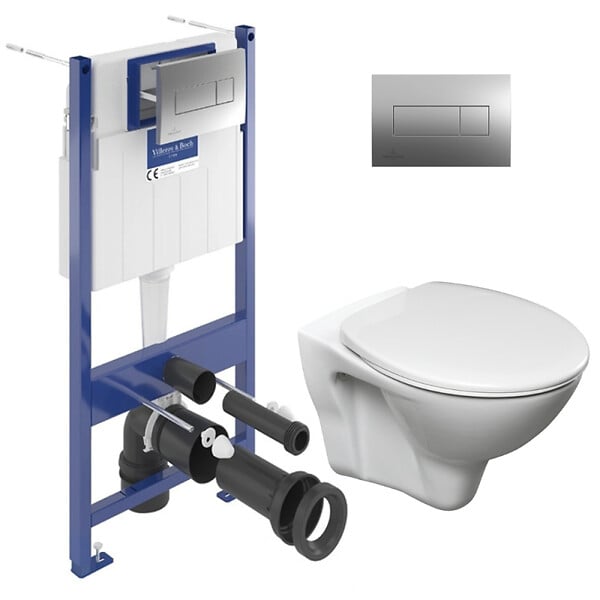 VILLEROY & BOCH - ViConnect Pro S Pack WC Bâti Villeroy & Boch + WC suspendu Jika Neo + Abattant + Plaque (ViConnectS-LinePro-1) - large