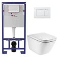 SWISS AQUA TECHNOLOGIES - Swiss Aqua Technologies Pack WC bâti-support autoportant + WC suspendu sans bride avec abattant SoftClose + plaque blanche (STROGAWR01-U) - vignette