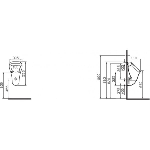 VITRA - Vitra  Urinoir suspendu en céramique avec commande électronique Sanela (SLP34RS) - large