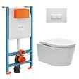 VITRA - Pack WC Bâti-support V-Fix Core + WC SAT sans bride et fixations invisibles + Plaque, Blanc brillant (V-FixSATrimless-1) - vignette