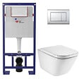 SWISS AQUA TECHNOLOGIES - Pack WC bâti-support autoportant + WC suspendu sans bride avec abattant SoftClose + plaque chrome (STROGAWR02-U) - vignette