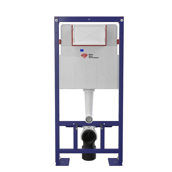 SWISS AQUA TECHNOLOGIES - Pack WC bâti-support autoportant + WC suspendu sans bride avec abattant SoftClose + plaque chrome (STROGAWR02-U) - large