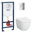 GROHE - Grohe Pack WC Bâti-support Rapid SL + WC sans bride Vitra S60 + Abattant SoftClose + Plaque chrome (RapidSL-S60-1) - vignette
