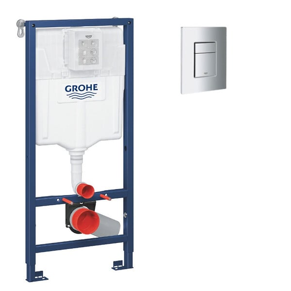 GROHE - Grohe Pack WC Bâti-support Rapid SL + WC sans bride Vitra S60 + Abattant SoftClose + Plaque chrome (RapidSL-S60-1) - large