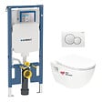 GEBERIT - Pack bati-support Geberit  extra-plat UP720 + WC sans bride SAT + Abattant SoftClose + Plaque Blanche (SLIM-Project-B) - vignette