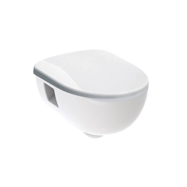GEBERIT - Selnova Cuvette suspendue sans bride en céramique blanche avec abattant de WC SoftClose en Duroplast, blanc (WC-Selnova) - large