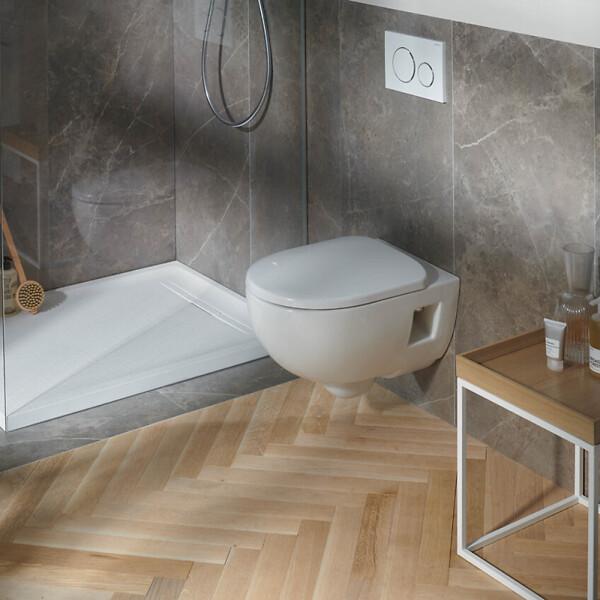 GEBERIT - Selnova Cuvette suspendue sans bride en céramique blanche avec abattant de WC SoftClose en Duroplast, blanc (WC-Selnova) - large