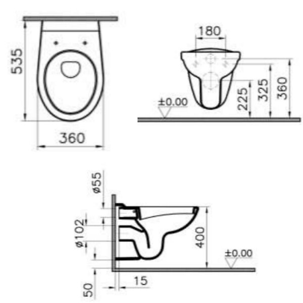 VITRA - Vitra  Normus WC suspendu + Abattant avec frein de chute, Blanc (6855-003-6290) - large