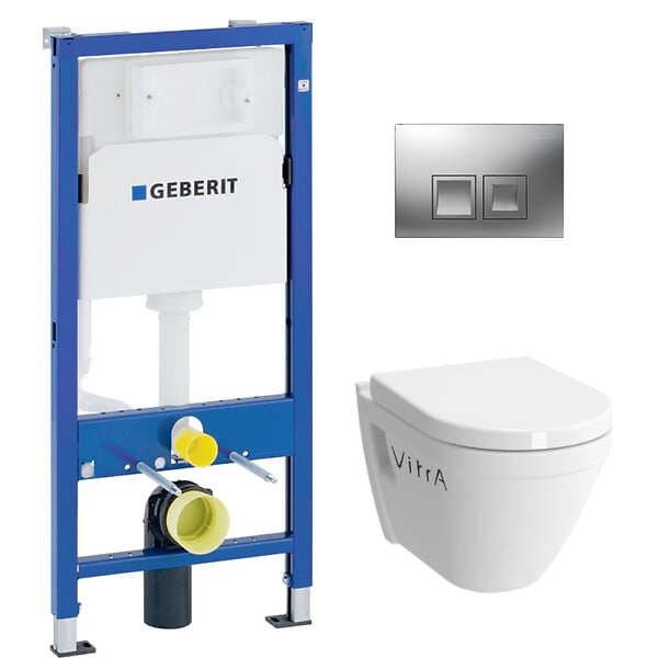 GEBERIT - pack Bati-support Geberit UP100 + plaque Delta50 + cuvette Vitra avec bride S50 + abattant softclose (S50geb2) - large