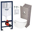 GROHE - Pack WC Bâti-support Rapid SL + WC SAT sans bride + Abattant SoftClose + Plaque chrome + Set d'habillage (ARENAPROJECTSB) - vignette