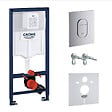GROHE - Pack WC Bâti-support Rapid SL + WC SAT sans bride + Abattant SoftClose + Plaque chrome + Set d'habillage (ARENAPROJECTSB) - vignette