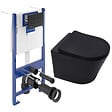 VILLEROY & BOCH - Pack WC Bâti-support sol mur Villeroy & Boch + WC SAT Infinitio sans bride + Abattant SoftClose + Plaque noire (VCNBLINFI4) - vignette