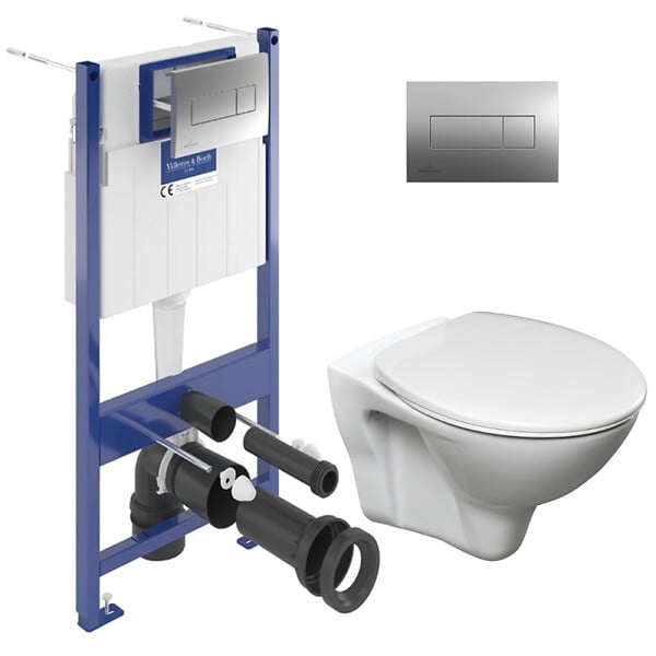 VILLEROY & BOCH - ViConnect Pro S Pack WC bâti-support Villeroy & Boch + WC suspendu Jika Neo + abattant Livea + plaque (VCNSLPRO2CH) - large