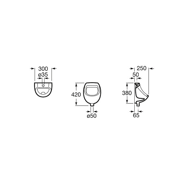 ROCA - Mini Urinoir suspendu en porcelaine en alimentation supérieure (A353145000) - large