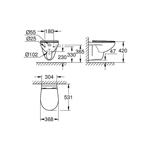 GROHE - Grohe Bau Ceramic ensemble WC suspendu sans bride + abattant SoftClose en Duroplast, blanc (G39899000) - large
