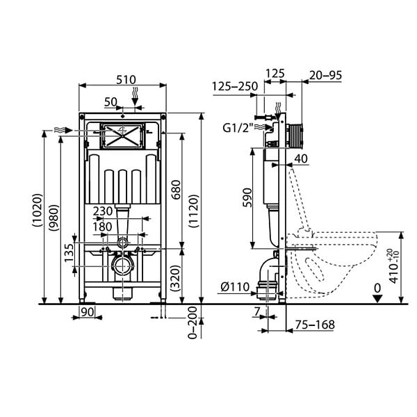 SWISS AQUA TECHNOLOGIES - Swiss Aqua Technologies Ensemble bâti-support + réservoir pour WC suspendu 112 cm (SATAMSK) - large