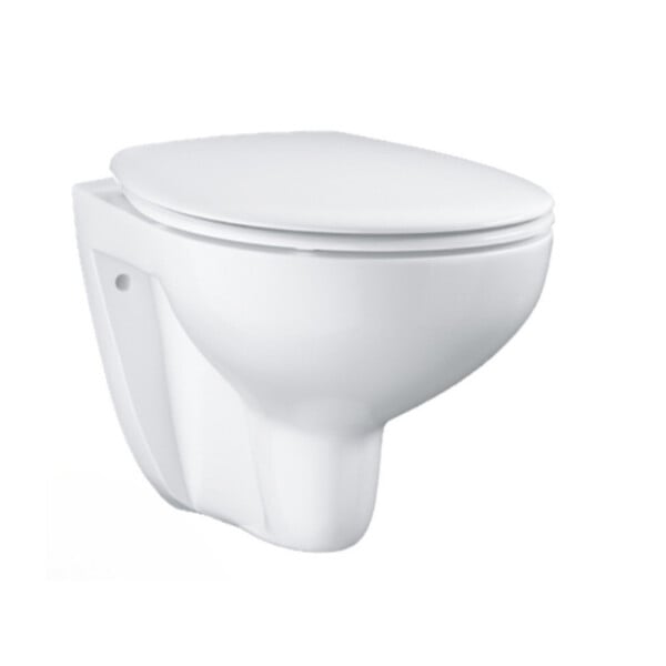 VILLEROY & BOCH - Pack WC Bâti-support sol mur Villeroy & Boch + WC sans bride Grohe Bau Ceramic + Abattant SoftClose + Plaque noire (VCNBAU4) - large
