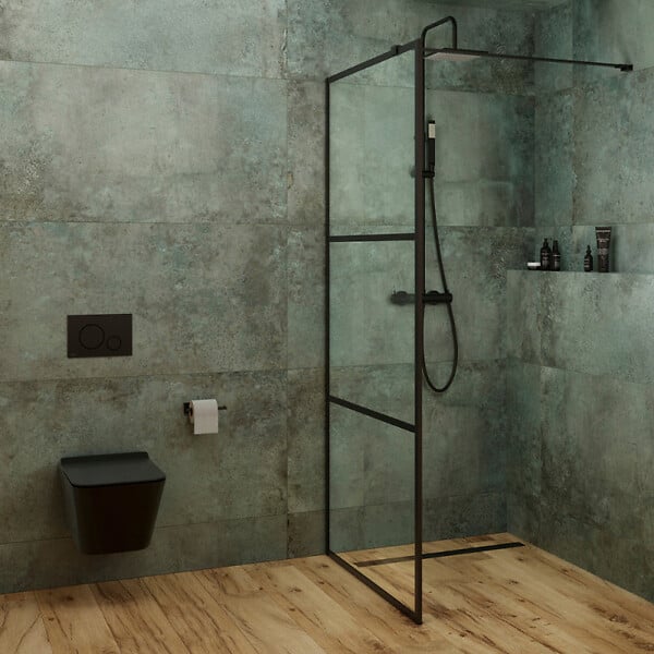 SWISS AQUA TECHNOLOGIES - Swiss Aqua Technologies WC suspendu Infinitio noir mat sans bride Design, fixations invisibles + abattant softclose (SquareBlackInfinitio) - large