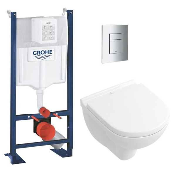 GROHE - Grohe RAPID SL Pack Bâti-support + Cuvette suspendue + Abattant  + Plaque chrome (PROJECTO.NOVO49-1) - large
