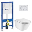 GEBERIT - Duofix pack WC bâti-support UP100 + WC suspendu sans bride Roca avec abattant SoftClose + plaque blanche (GEBROGAWR02-FR) - vignette