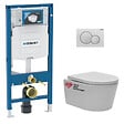 GEBERIT - Pack WC bati-support Geberit + Cuvette Swiss Aqua Technologies + abattant SoftClose + Plaque  (GEBSATRIMLESS-B) - vignette