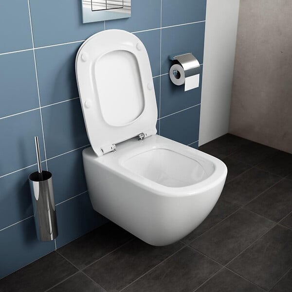 GROHE - Grohe Pack WC Bâti-support + WC suspendu Ideal Standard Tesi Aquablade + Abattant slim avec frein de chute + Plaque Arena Chrome - large