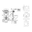 GROHE - Grohe Pack WC Bâti-support + WC sans bride SAT Fusion + Abattant softclose + Plaque Chrome - vignette