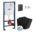 GROHE - Grohe Pack WC Bâti-support Rapid SL + WC Square Infinitio sans bride noir mat + Abattant softclose + Plaque noire mat - vignette