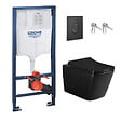 GROHE - Grohe Pack WC Bâti-support Rapid SL + WC Square Infinitio sans bride noir mat + Abattant softclose + Plaque noire mat - vignette