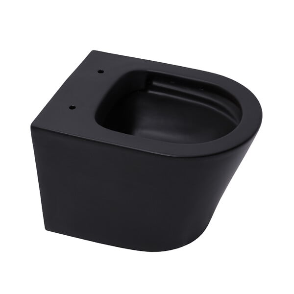 SWISS AQUA TECHNOLOGIES - WC suspendu Infinitio noir mat sans bride et fixations invisibles + abattant frein de chute (BlackInfinitio) - large