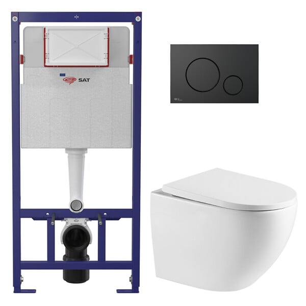 SWISS AQUA TECHNOLOGIES - Swiss Aqua Technologies Pack WC bâti ECO 2L Swiss Aqua Technologies + WC suspendu Swiss Aqua Technologies + plaque noir mat (STEST67WR02-FR) - large