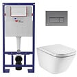SWISS AQUA TECHNOLOGIES - Pack WC bâti-support autoportant + WC suspendu sans bride avec abattant SoftClose + gun metal mat (STROGAWR09-U) - vignette