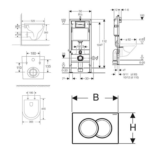 GEBERIT - Pack bâti-support Geberit + WC suspendu Swiss Aqua Technologies + Plaque de commande, blanc (FUSIONTQGEB1) - large