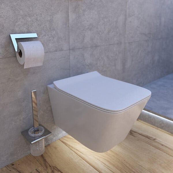 SWISS AQUA TECHNOLOGIES - Swiss Aqua Technologies WC suspendu Infinitio sans bride Design, fixations invisibles + Abattant softclose (SquareInfinitio) - large